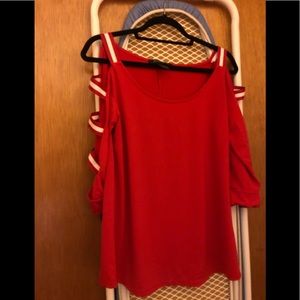 Ashley Stewart Red top w/sleeve detail size 10/12